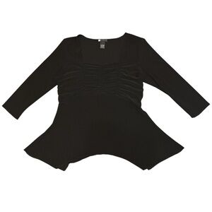 Vintage Carole Little Black Ruched Flowy Blouse